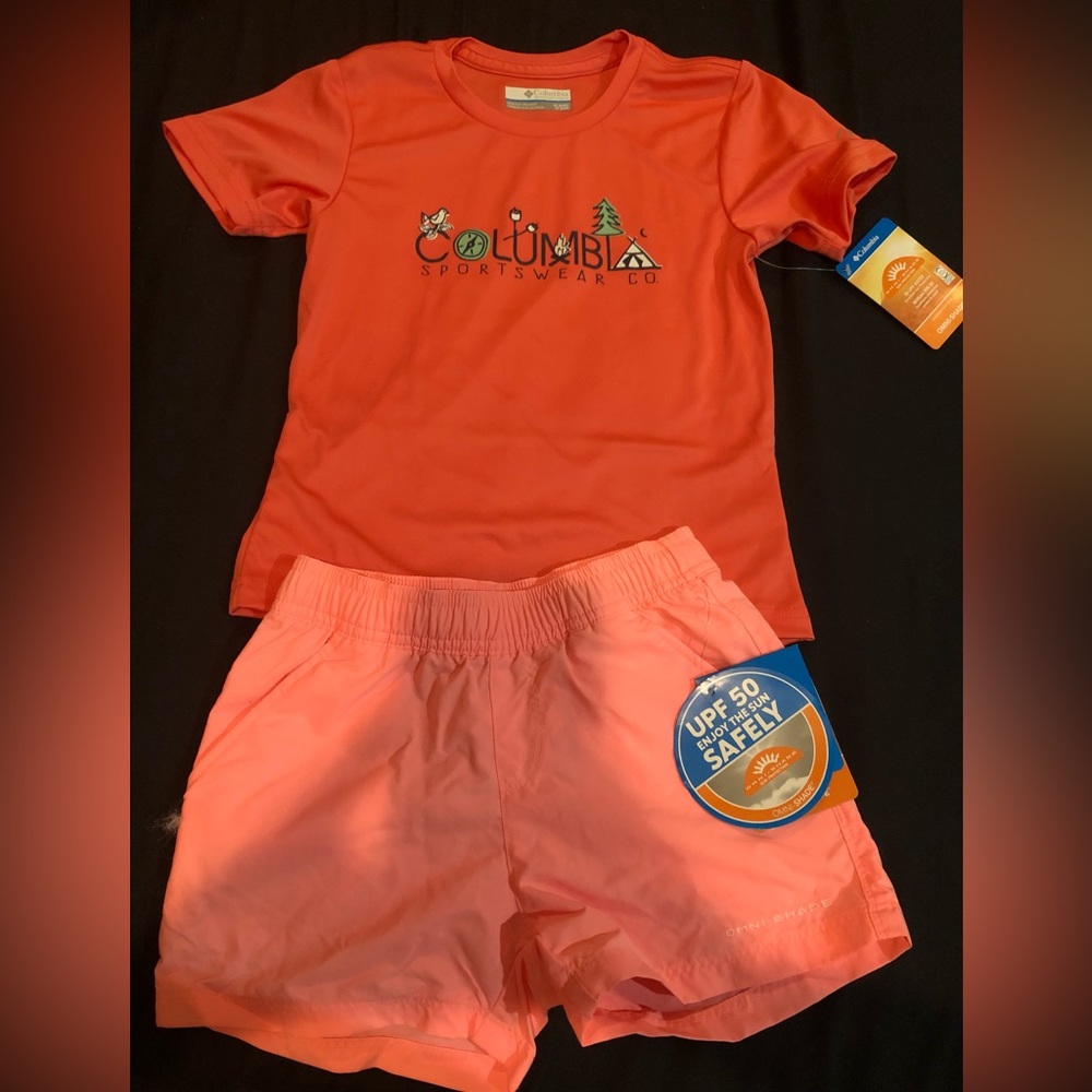 Kids Columbia matching shirt and shorts